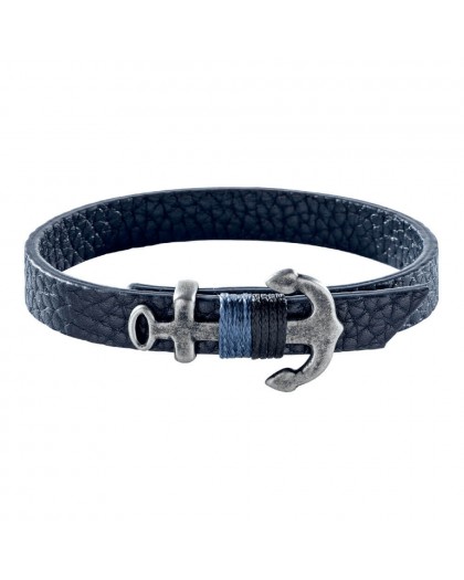 SECTOR Bracciale statement blu da Uomo in acciaio e pelle SZV28