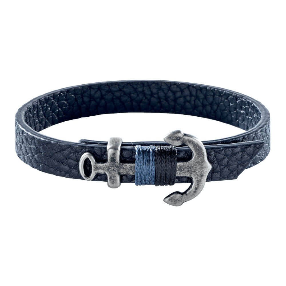 SECTOR Bracciale statement blu da Uomo in acciaio e pelle SZV28