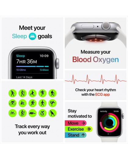 Watch Apple Watch Series 6 GPS 44mm Silver Aluminium Case with Sport Band - White EU