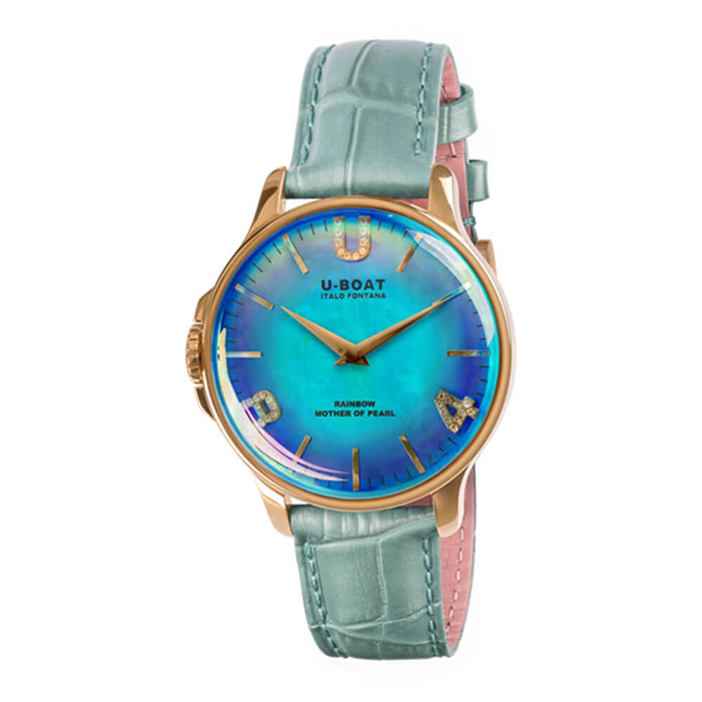 U-boat donna rainbow 38mm blue IP gold 8475