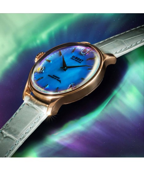 U-boat donna rainbow 38mm blue IP gold 8475