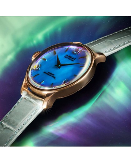 U-boat donna rainbow 38mm blue IP gold 8475